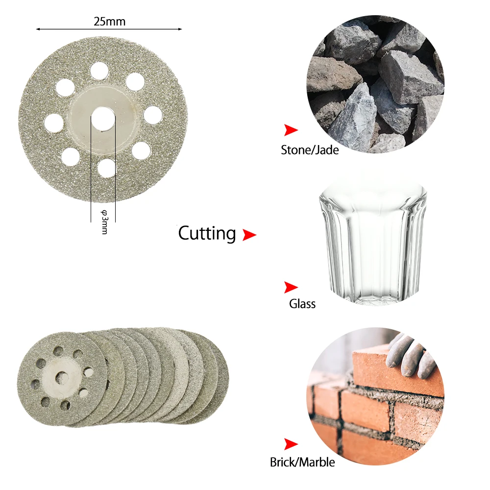 32pcs Diamond Cutting Discs Wheel Saw Blade Set Drill Bit For Dremel Rotary Tool Accessories Mini HSS Circular Saw Blades view 2