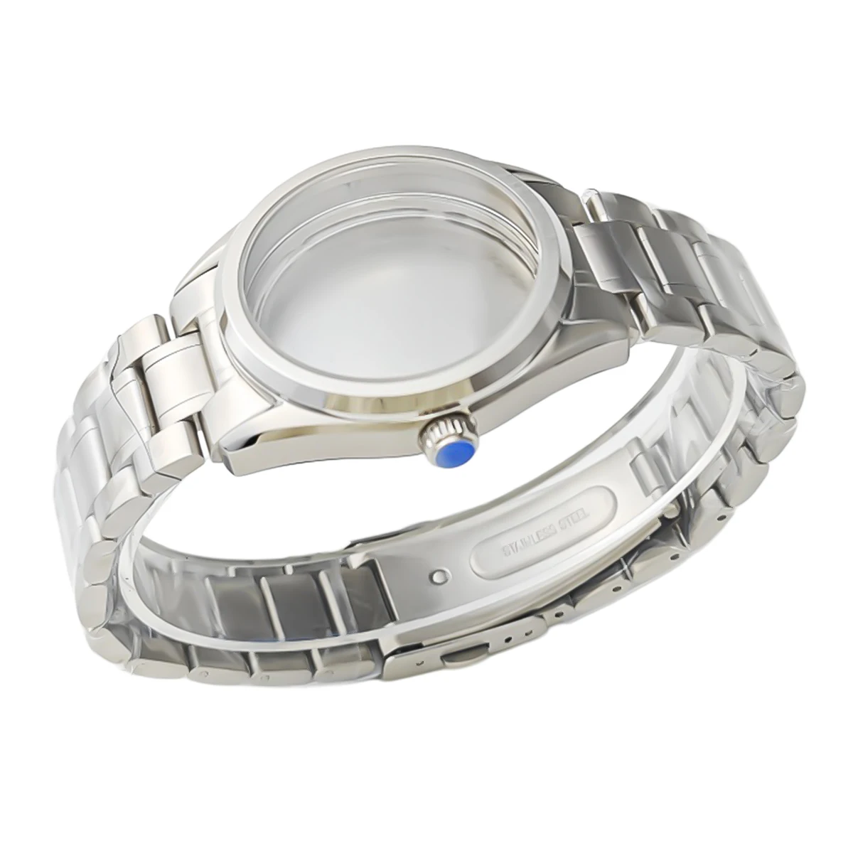 Silver Watch Case Fit 33.5mm Dial For Seiko Grand NH35/NH36/34/4R Automatic Movement Sapphire Crystal Strap Mod Parts