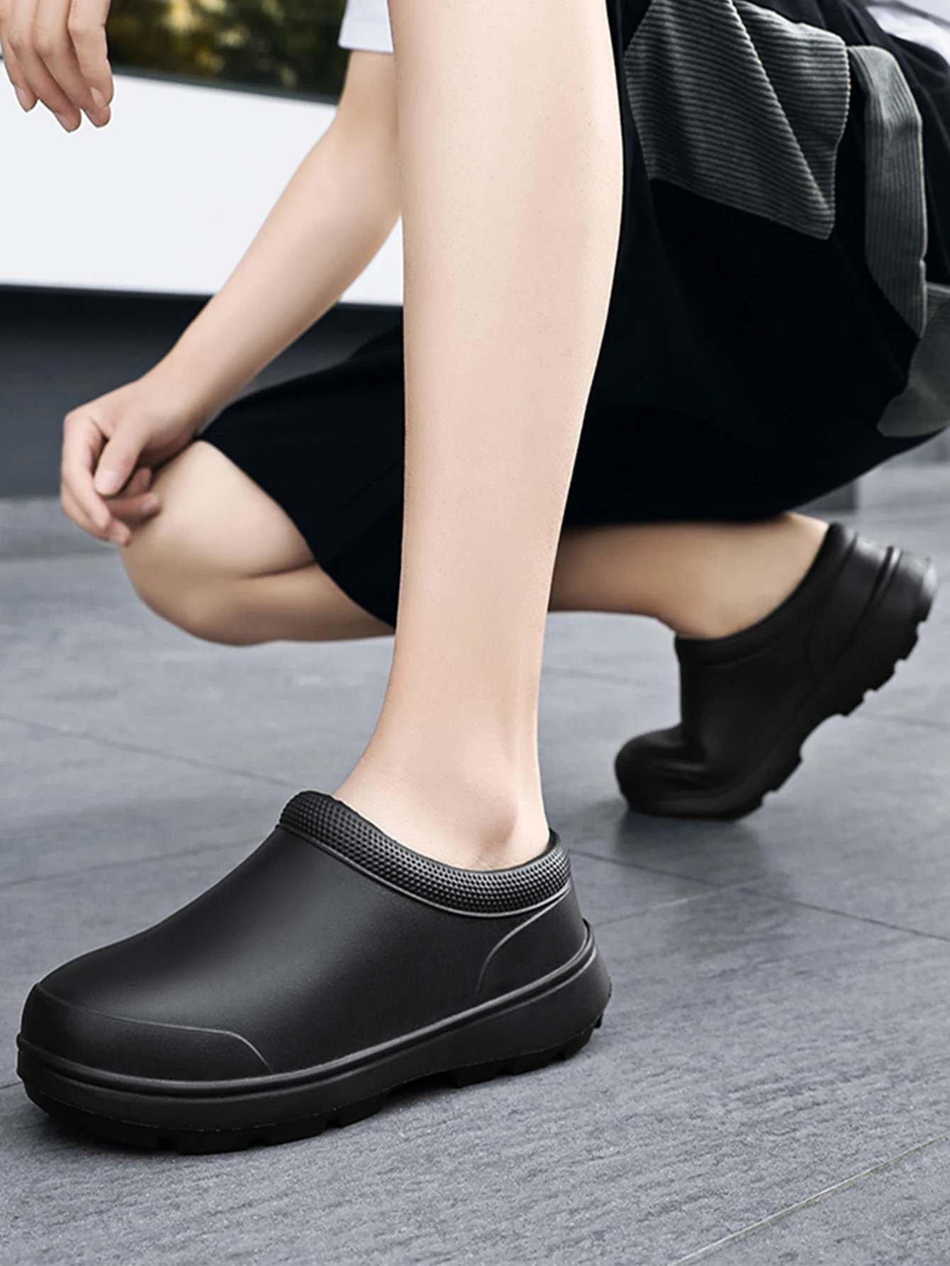 

Men's All-Season Casual Simple Everyday Solid Color Eva One-Piece Flat Slip-On Loafers, Anti-Kick, Anti-Splash Fishing Shoes, Beach Shoes