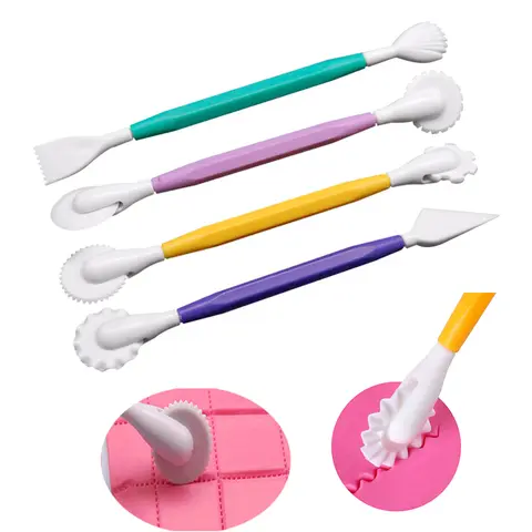 4 개/대 퐁당 케이크 장식 Sugarcraft 만들기 휠 Embosser 쿠키 커터 도구 세트