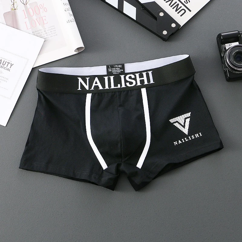 Men\'s Cotton Underwear Boxers Letter Trend Mid Waist Comfortable Underpants Shorts Sexy Fashion Panties