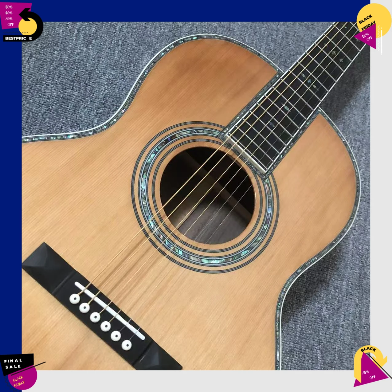 Free Shipping 39 Inch 00042 Acoustic Guitar Natural Gloss Abalone Binding Wood Guitar Built In Pickup Folk Guitar Live Show
