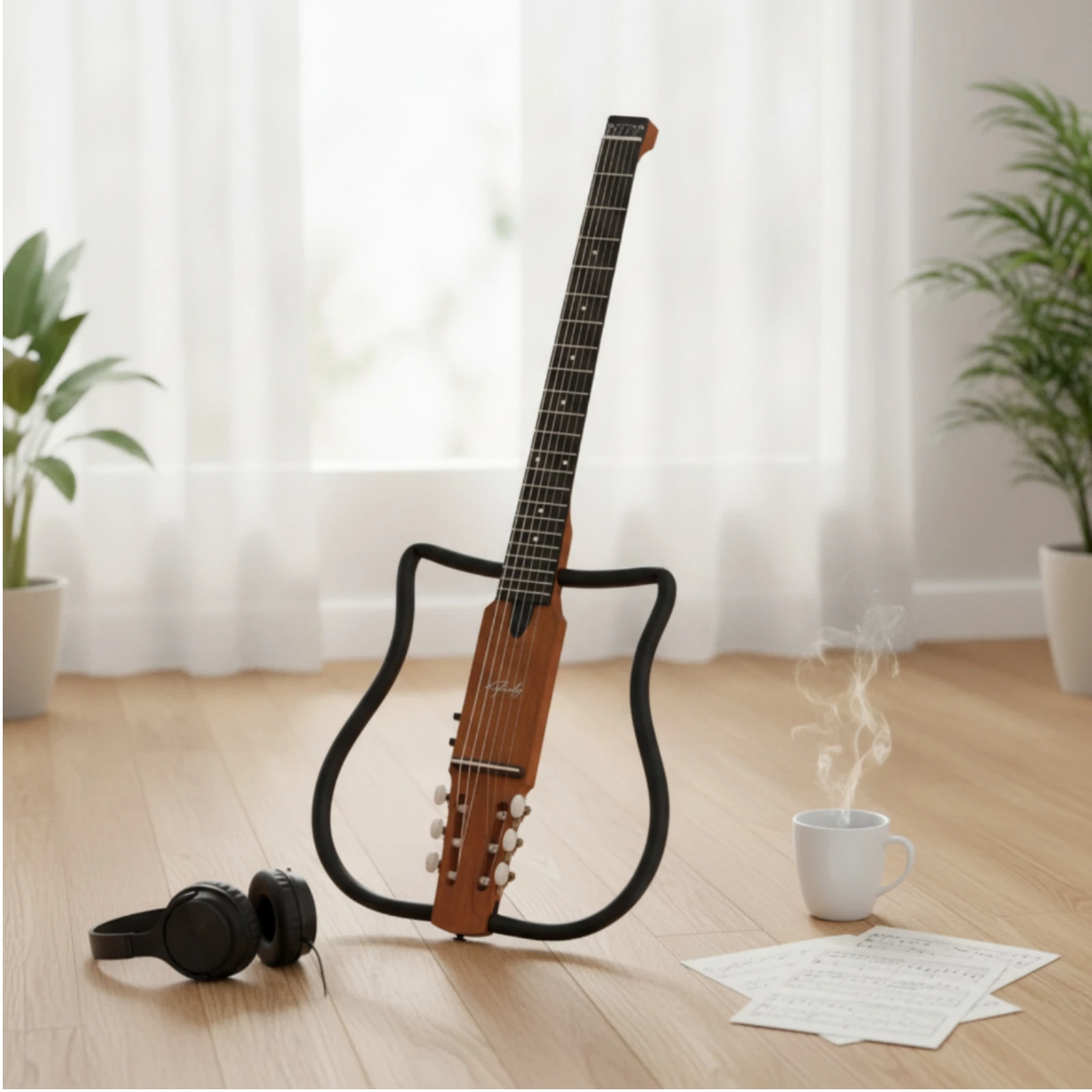 Folding Guitar Portable Headless Guitar Foldable Classic for Travelers, Travel, Practice
