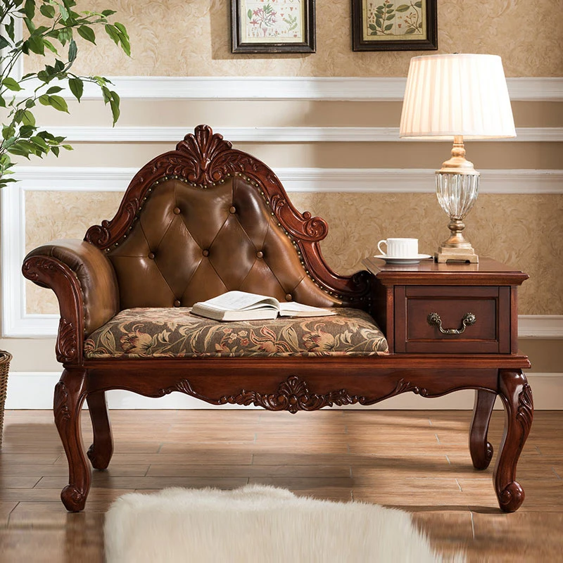 

American retro solid wood telephone chair leisure chair European bedroom balcony princess chair