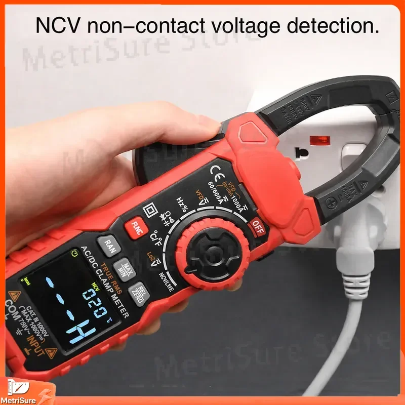 Digital Clamp Meter 1000A AC DC True RMS Multimeter for Current Voltage Resistance Capacitance Continuity Test Portable