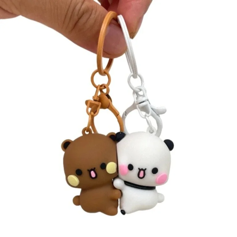 Kawaii bubu e yier magnético abraço chaveiro mochila omaments dos desenhos animados panda bubu e dudu pingente magnético chaveiro presente brinquedo