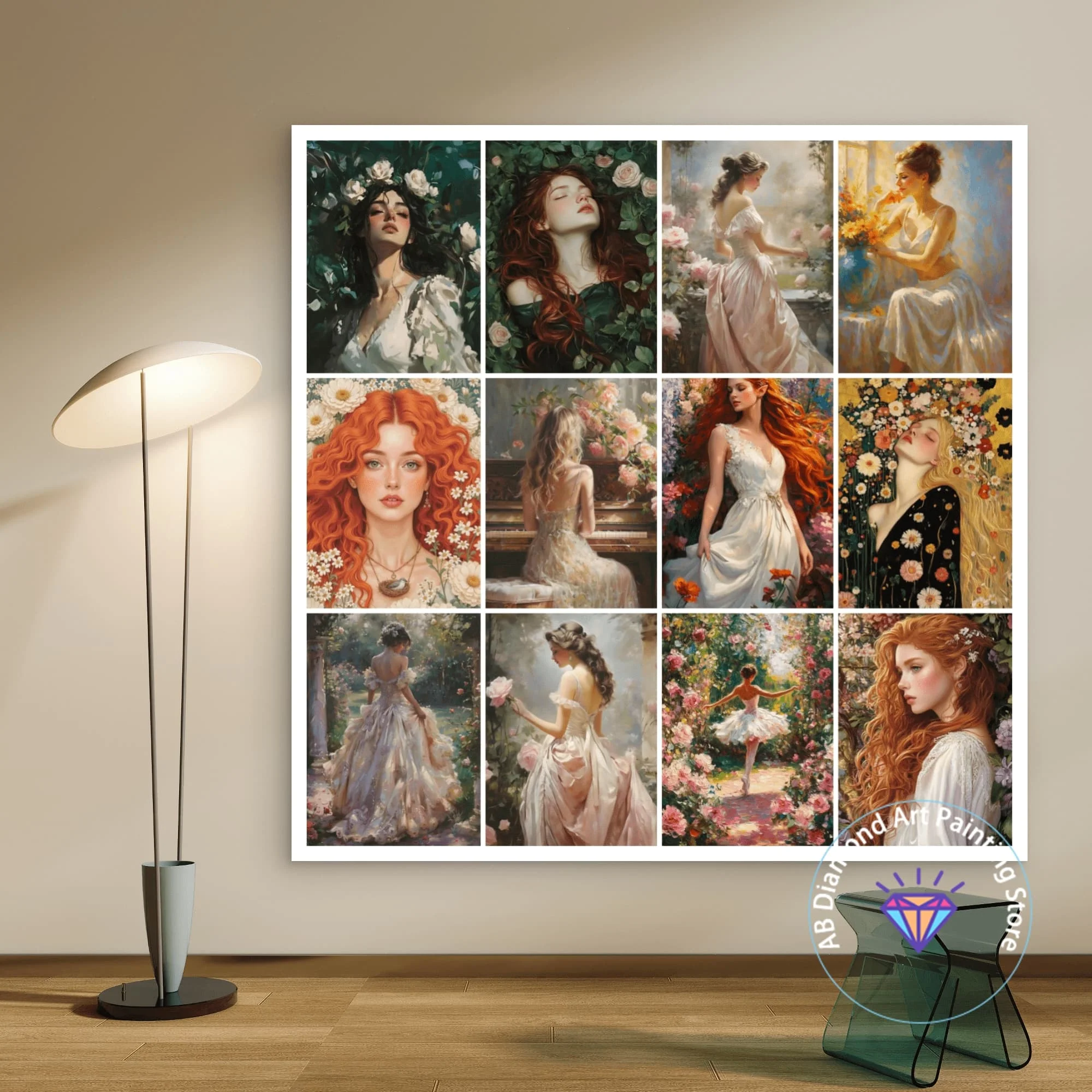 

Romantic and elegant rose garden girl AB diamond painting kit 5D DIY diamond embroidery handmade art gift crafts home decoration