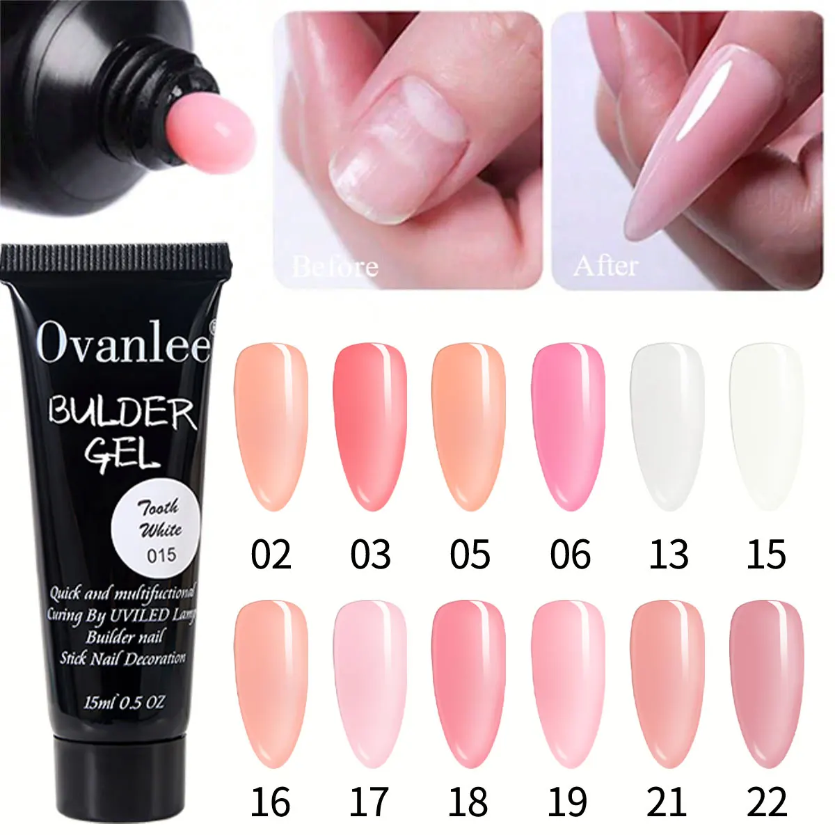 Ovanlee 18-in-1 Polygel Starter Kit – Portable Lamp Included, Form-Free Hard Gel with 12 Colors, Slip Solution & Tools, Ultra-Tough Nail Extension & Reinforcement Set