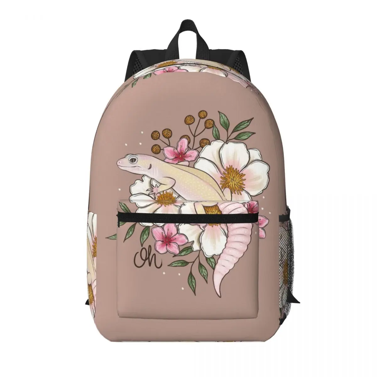 

Leopard Gecko Murphy's Patternless With Florals Backpack School Bag Hiking Travel Daypack for Men Women Bookbag Shoulder Bags