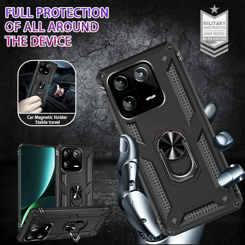 For xiaomi 13 pro case luxury car magnetic ring holder plate phone case for xiaomi 13 mi113 mi 13 pro xiaomi13 armor back cover