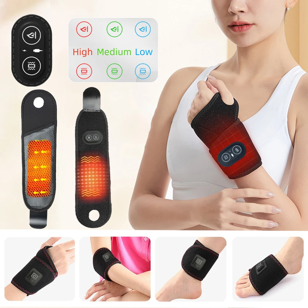 

Heating Wrist Vibration Belt Sports Wrist Protection Breathable USB Hand Massager Hot Therapy Support Wrist Band Pad Brace Tool