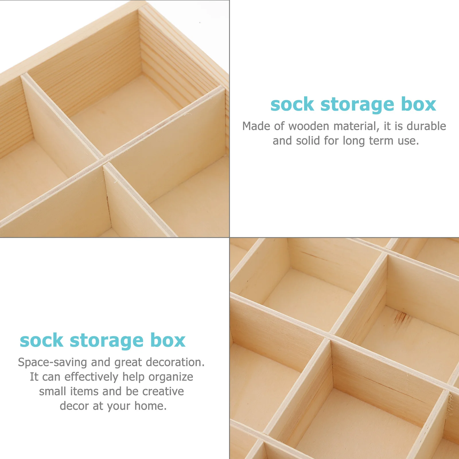 Organizer Drawer Box Storage Sock Wooden Socks Closet Tie Case Desktop Dividers Clothes Divider Cabinet Container Compartment