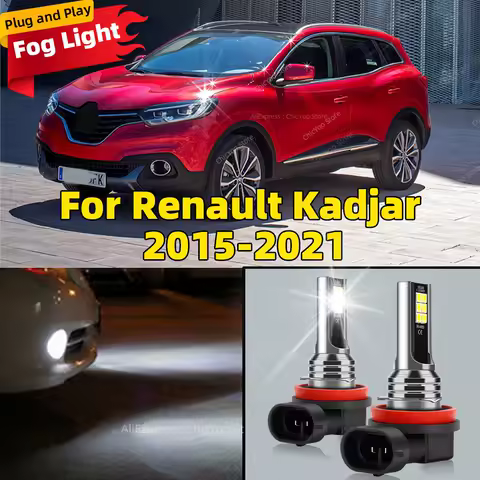 2Pcs 6000K LED Lamp Car Front Fog Light H8 H9 H11 Accessories For Renault Kadjar 2015 2016 2017 2018 2019 2020 2021
