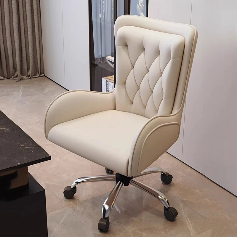 

Arms Cushions Back Office Chair Wheels White Women Designer Adjustable Office Chair Individual Relax Italian Furniture Luxury