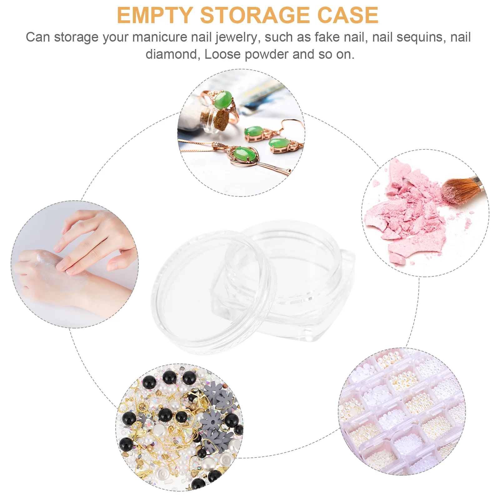 

20pcs Jewel Organizer Fake Fingernail Transparent Storage Box For Sequins Art Tools Beads Fishing Hooks Bolts Crafts Transparent
