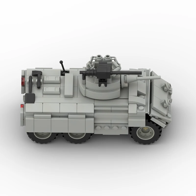 WW2 Military Truck Building Block Transport Vehicle M8 Light Armored Vehicle MOC Assembly Model Toys For Boys