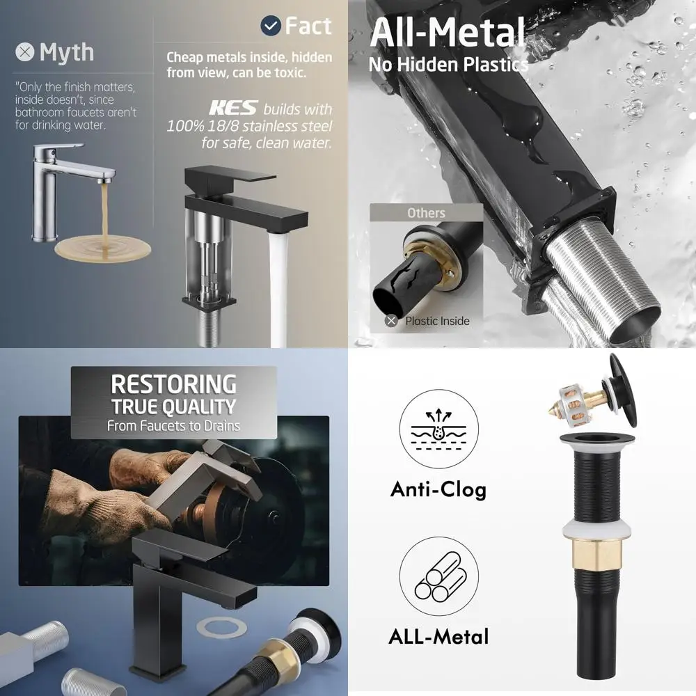 

Матовый черный смеситель для ванной комнаты с одной ручкой и выдвижной сливной пробкой, без перелива, нержавеющая сталь