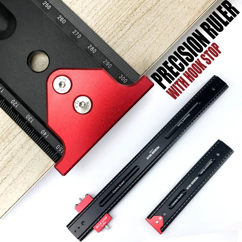 

60mm 300mm Woodworking Mark Line Gauge Aluminum Alloy Cross-Out Ruler Scribe Measuring Tool With Stop For Carpenter