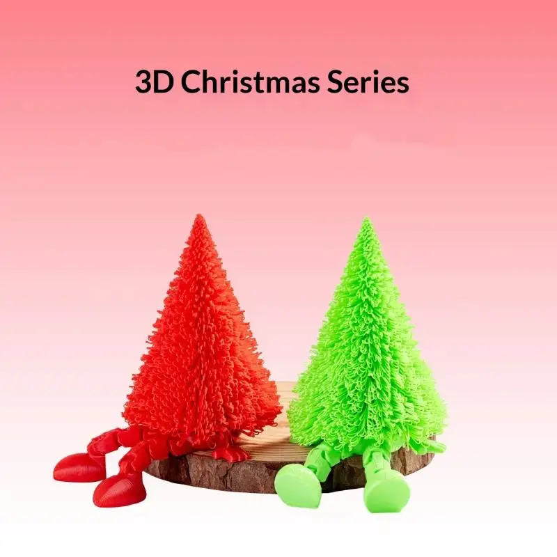 3D Printed Christmas Tree Figurine Eco Friendly Movable Joints Multiple Colors Perfect For Xmas Home Decor Holiday Gifts