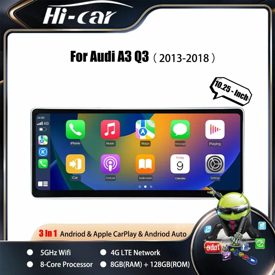

Car Radio For Audi A3 Q3 2013-2018 Android 12 & Wireless CarPlay & Android Auto Intelligent Multimedia System Player Car Stereo