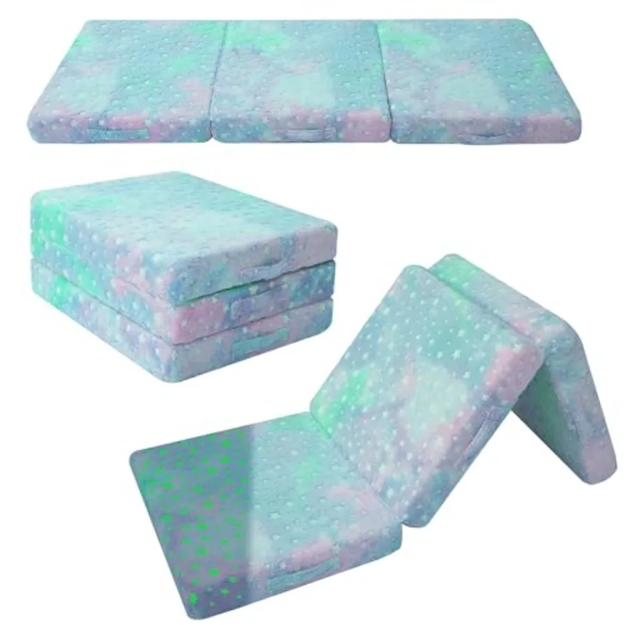 

Foldable Floor Mattress for,Glow Star Trifold Mat, Foldg Mattress Portable Futon, 57x22 ch Colorful