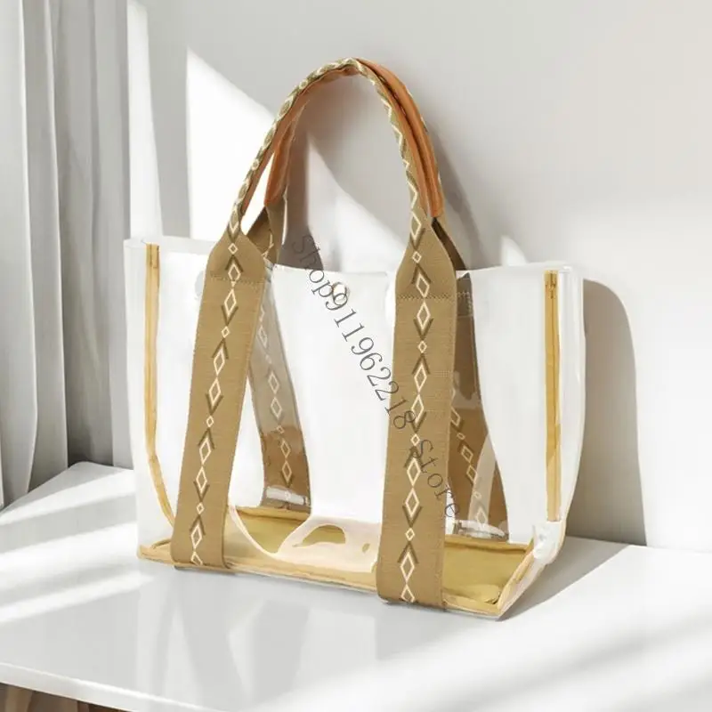 

Practical Transparent PVC Shoulder Bag for Quick Access to Items Casual Underarm Purse Handbag for Multiple Occasion 066F