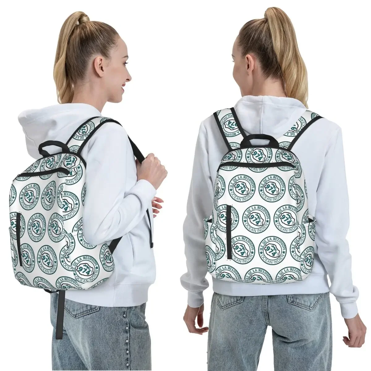 974 Reunion Island Flag Backpack Daypack Kids BookBag School Bag Shoulder Bags for Men Women