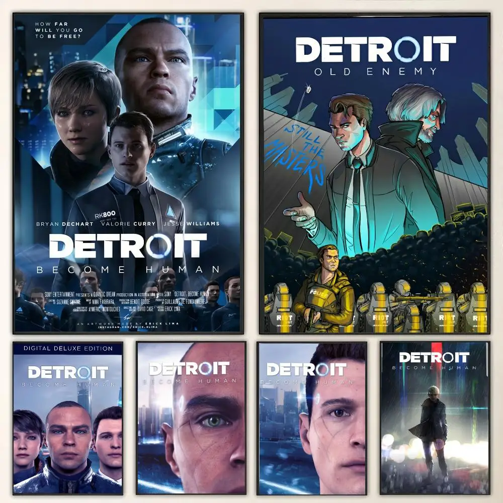 Game Detroit Become Human Painting Calligraphy Canvas Poster Wall Art for Living Room Bedroom Cafe Decor Gift