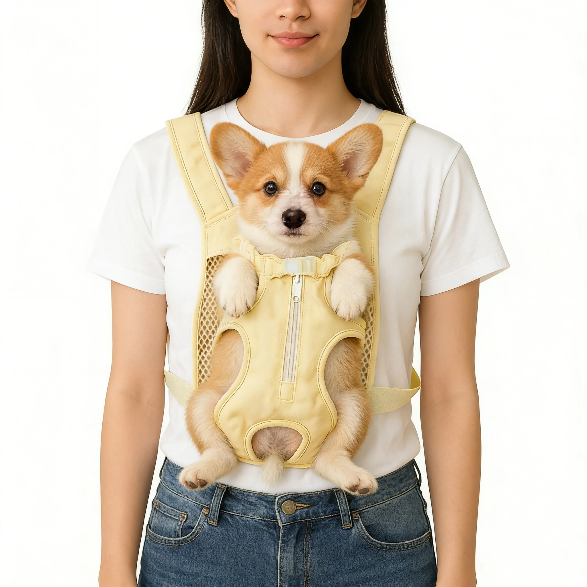 

Рюкзак для перевозки животных на улице, портативный, с регулируемыми лямками, для четырехлапых животных, из сетчатой дышащей ткани, сумка-переноска для кошек