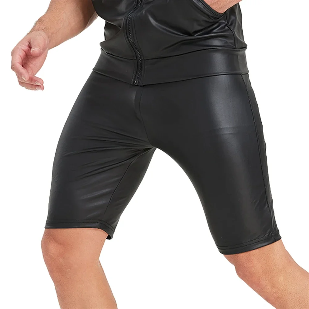 

Mens Faux Leather Shorts Pants Casual Skinny Pencil Short Trousers Party Clubwear Man Clothing Stage Streetwear Size M-2XL