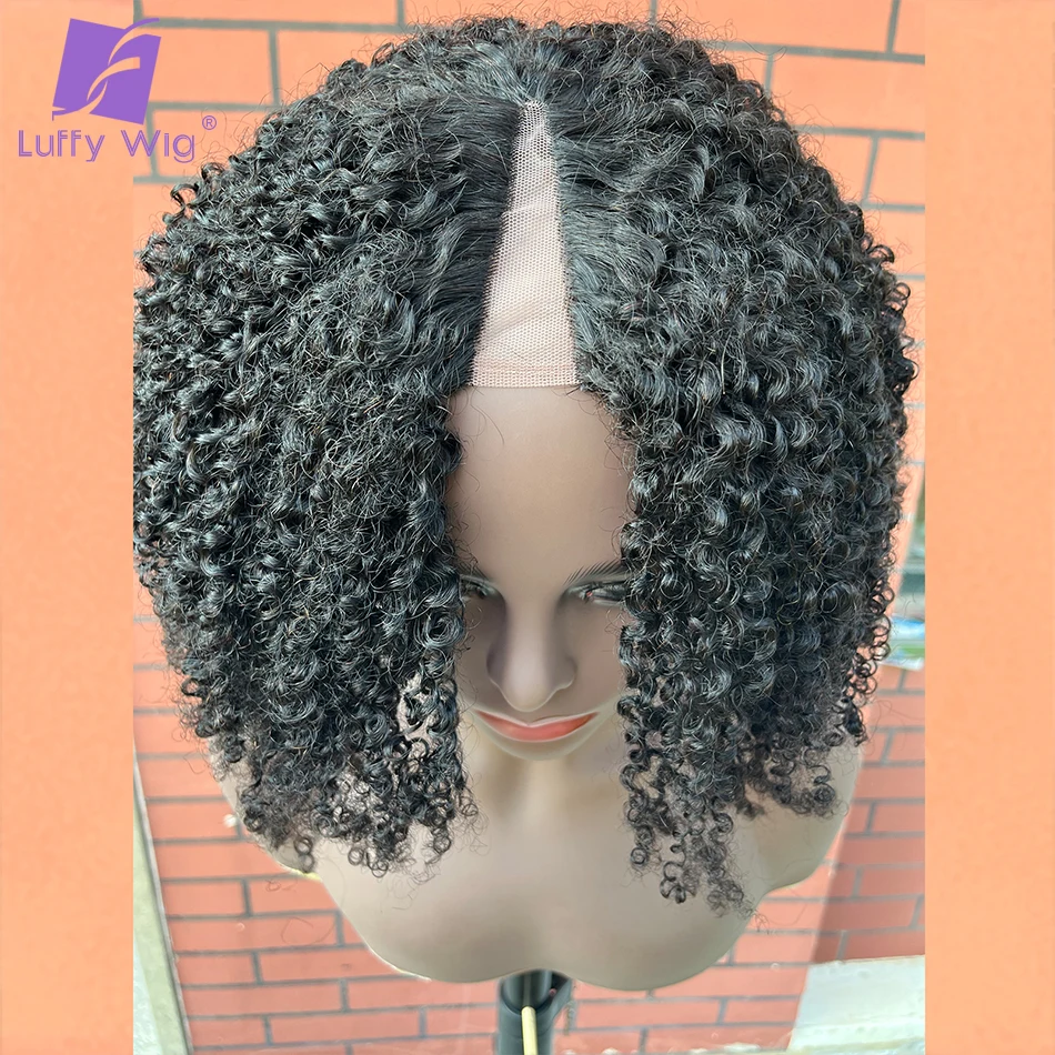 

200Density V Part Wig Afro Kinky Curly Human Hair Glueless V Shape Wig Short Water Wave No Leave Out New U Part Wigs For Women ﻿