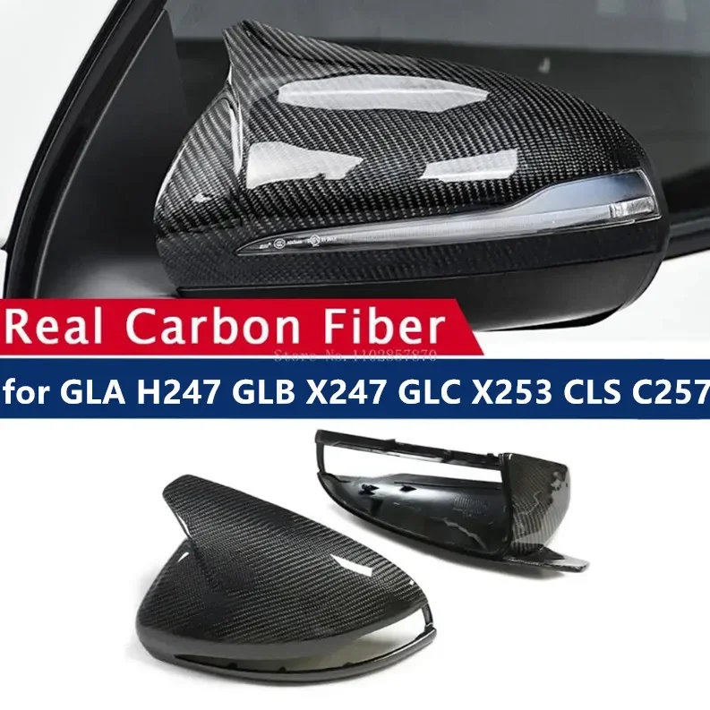 

LHD Carbon Fiber Rearview Mirror Cover M LOOK for Mercedes Benz GLA H247 GLB X247 GLC X253 CLS C257 Side Mirror Shell Frame Case