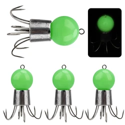 3pc Squid Jigs Head Fishing Hook 80g Glow Octopus Squid Heads Hooks 55g Luminous Simulation Umbrella Hook