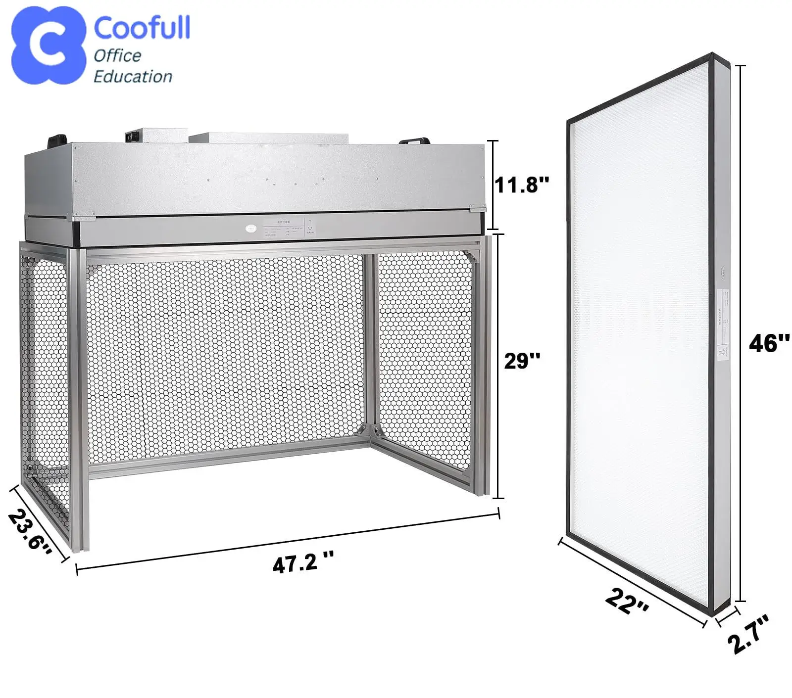 COOFULL Portable Laminar Flow Clean Room Hood Wide Design HEPA Filter for Hospital Laboratory Construction Farm Motor Bearing