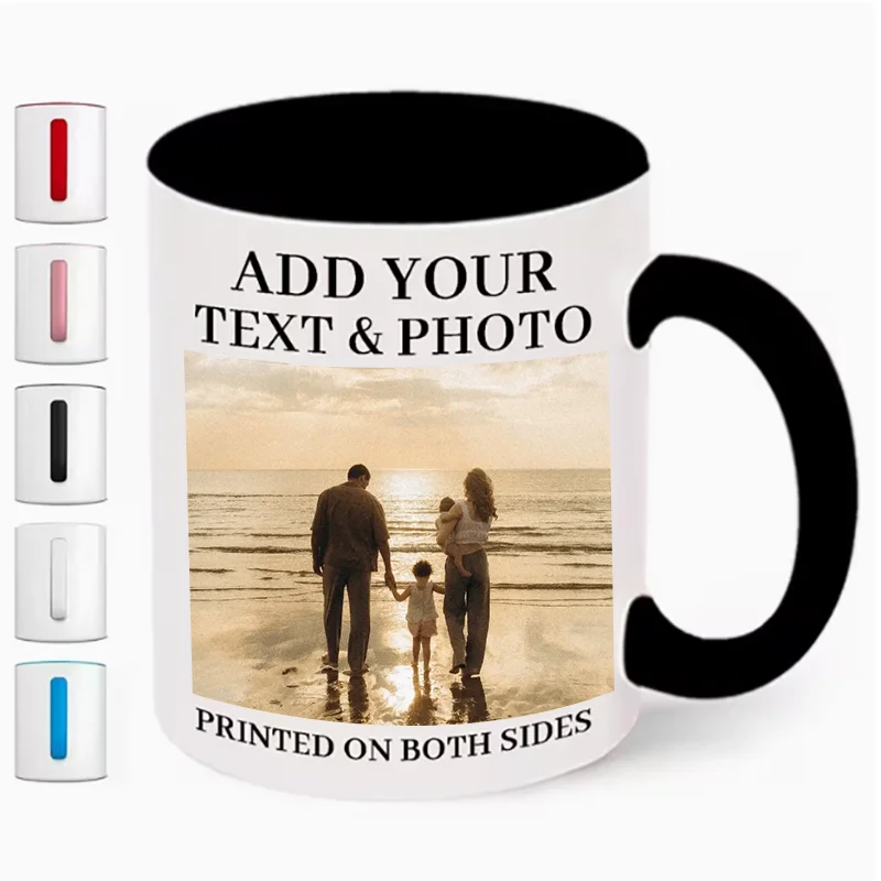 DIY Custom Printed Mug with Your Photo & Custom Text Personal Commemorative Cup Ideal Souvenir Gift for Graduation, Valentine's