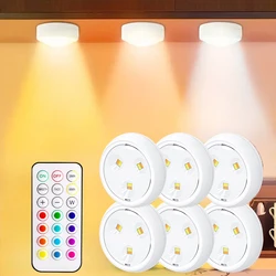 RGB Color Under Cabinet Lights Wireless Battery LED Lights Remote Control Dimmable Wardrobe Night Lamp For Bedroom Kitchen