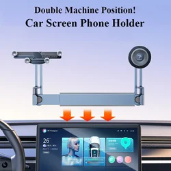 Hipacool Dual-position Car Screen Phone Holder Bracket Aluminum Alloy Adjustable for All Tesla Model 3 Highland Y Car Accessory