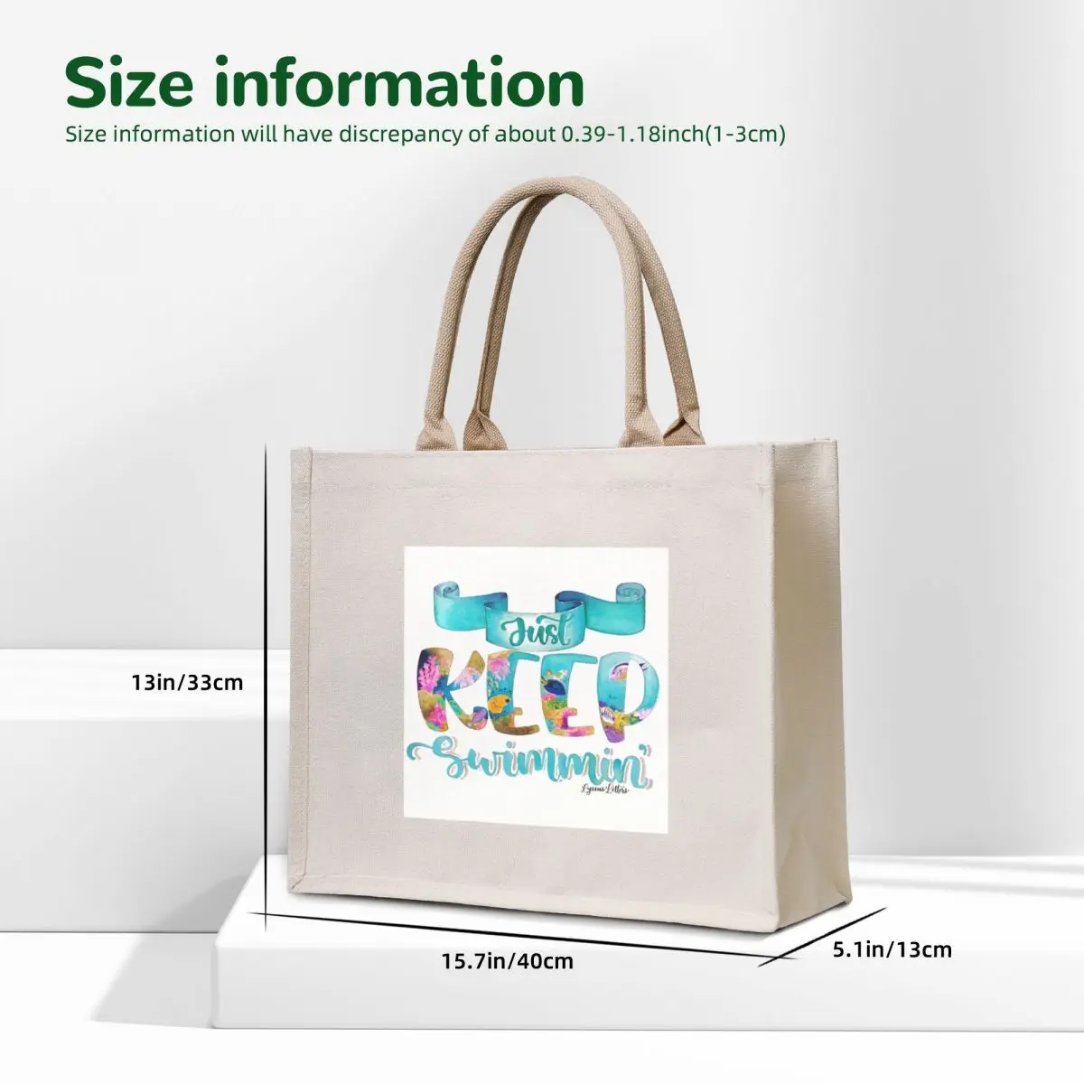 Watercolor Lettering Artwork: Just Keep Swimmin' Tote Bag Women bags hand bag ladies shopper bag women canvas