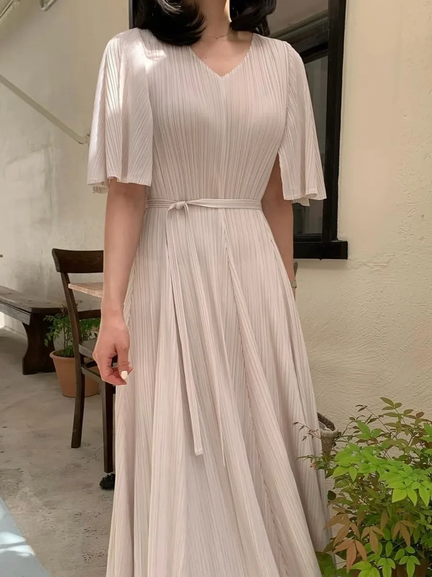 

Ele V-Ne Maxi Skirt Dr Women's Summer New Sle Draped Skirt Heavy Embroidery Floating Skirt Commute Sle