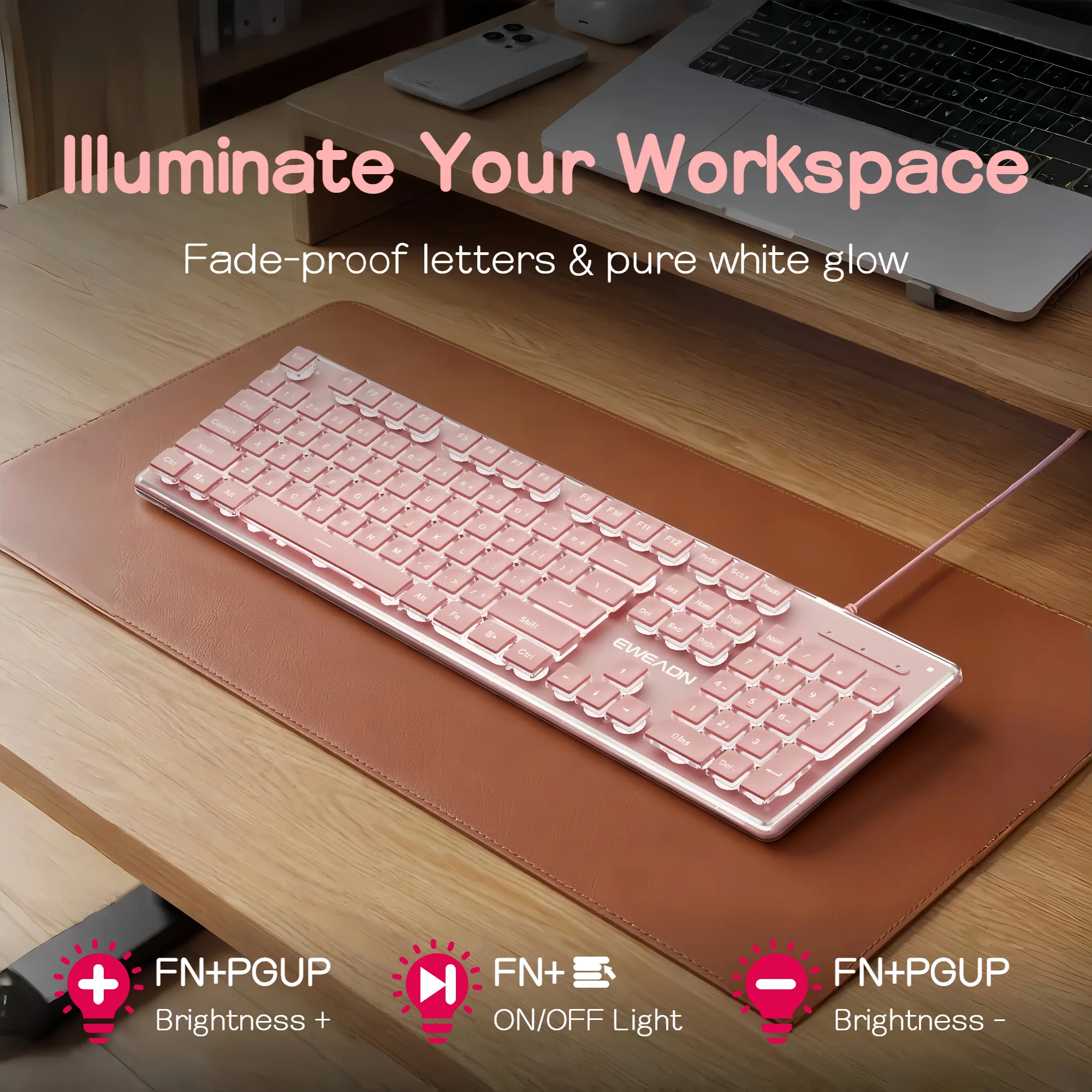 Teclado LED com Fio, 104 Tecla - English Home Office avaliação e preço