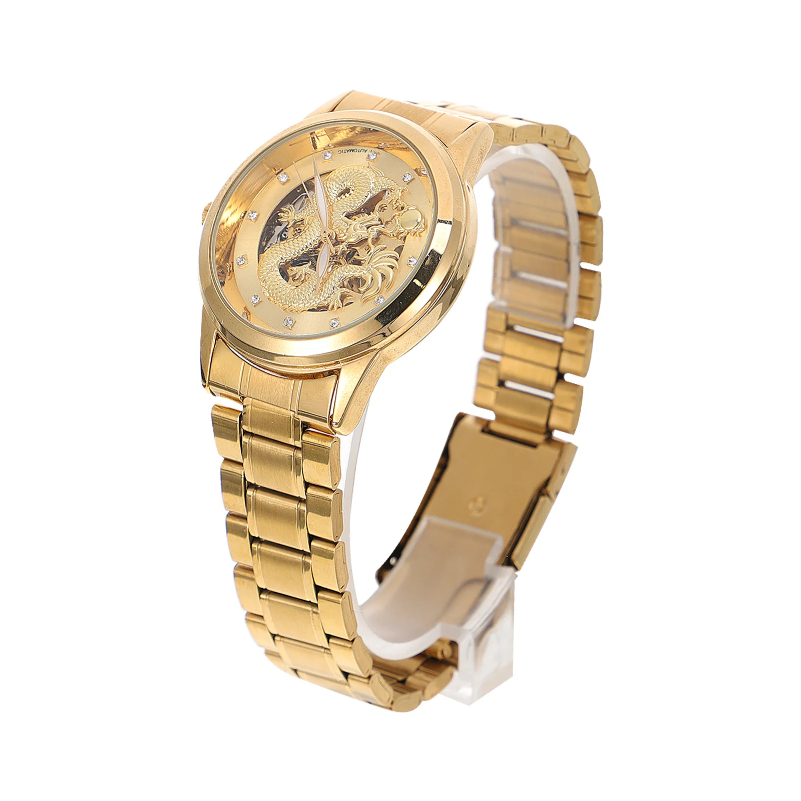 

Waterproof Quartz Watch For Men Stainless Steel Strap Hollow-Out Dial Business Wristwatch Male Fashion Timepiece