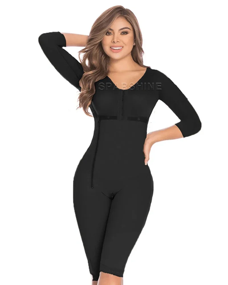 Women's Tummy Control Bodysuit Body Shaper Side Zipper Butt Lifter Breast Support Flat Belly Long Shaperwear