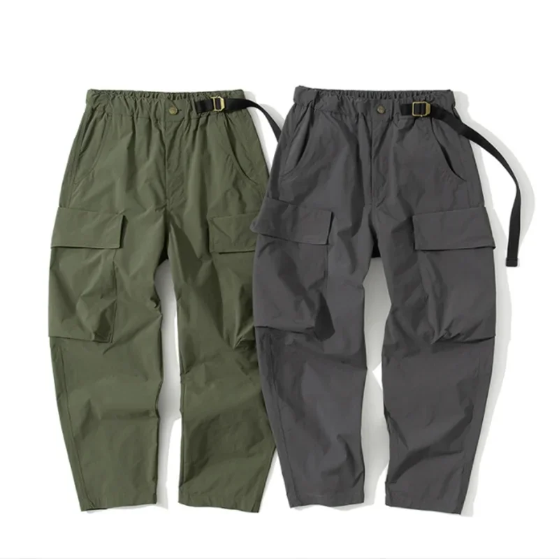 

Men Loose Casual Pants Drawstring Foot Overalls Youth Big Pocket Trousers Street Outdoor Camp Hiking Trekking Tooling Clothing