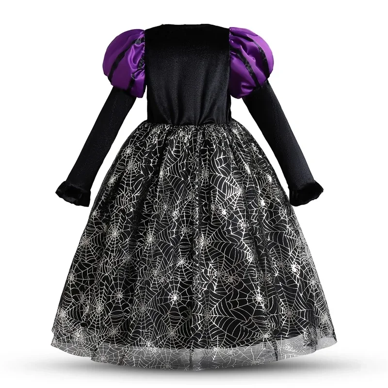 Black Magic Witch Dress for Kids Carnival Halloween Party Costume 3 to 8 Years Fancy Girls Witch Costume for Halloween Cosplay