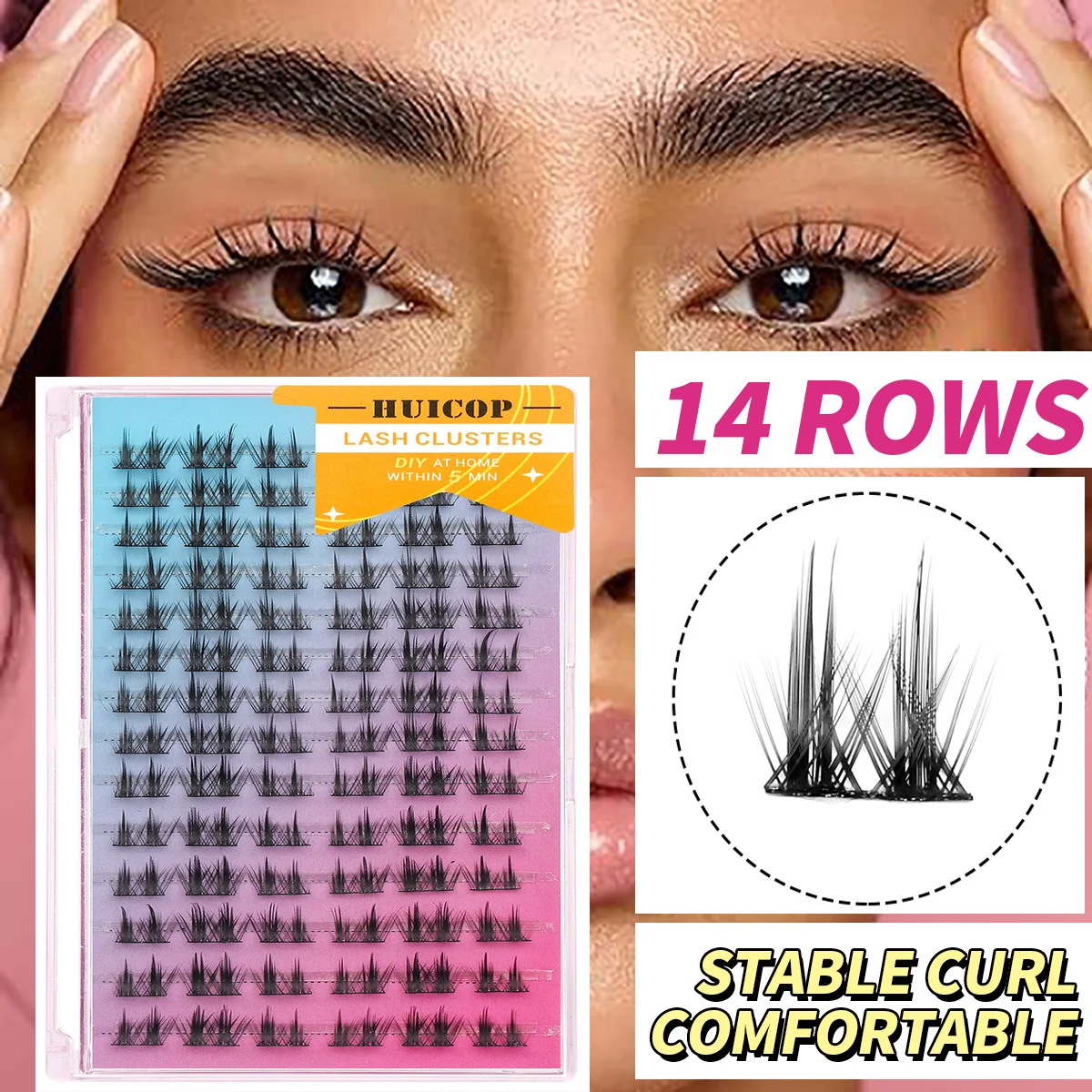 14rows Cat Eye Lash Clusters Eyelash Extension Wispy Individual Lashes Fox Eye DIY Lash Clusters Natural Look Long False Lashes