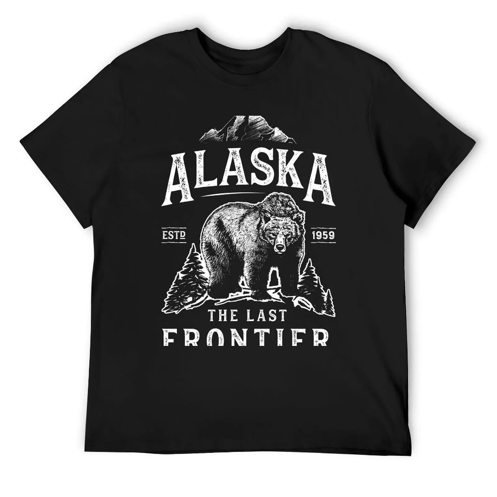 

Alaska The Last Frontier Bear Home T Shirt Men Women Vintage Gifts National Park T-Shirt valentines clothes Short sleeve tee men