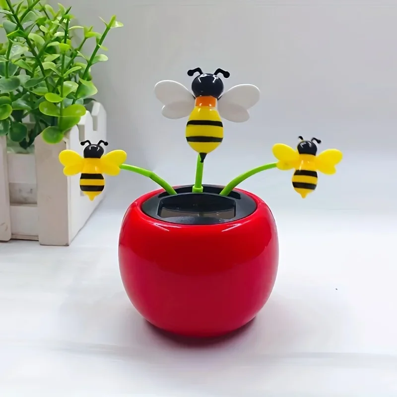 1pc Solar powered Apple Flower Car Ornament Automatic Swinging Sunflower Car Decoration Accessories