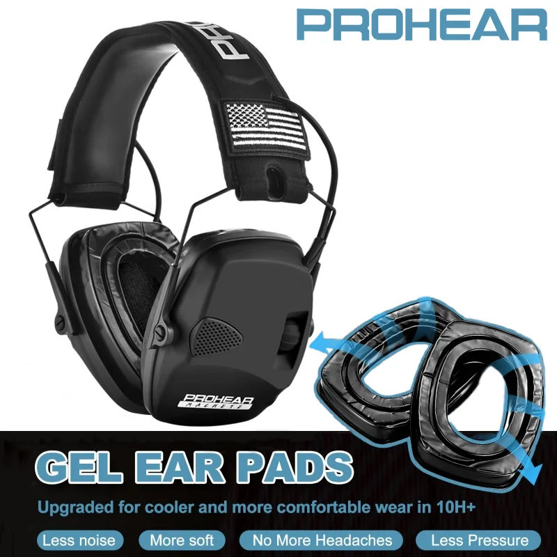 

PROHEAR Tactical Shooting Electronic Ear Protection with Gel Pads Noise Reduction Earmuffs 4X Sound Amplification Headphone Hunt
