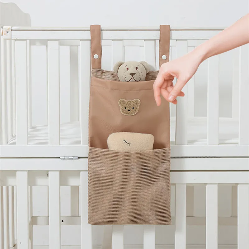 

Cartoon Bear Baby Bedside Hanging Storage Bag Breathable Mesh Newborn Crib Diaper Bag Bed Headboard Nappy