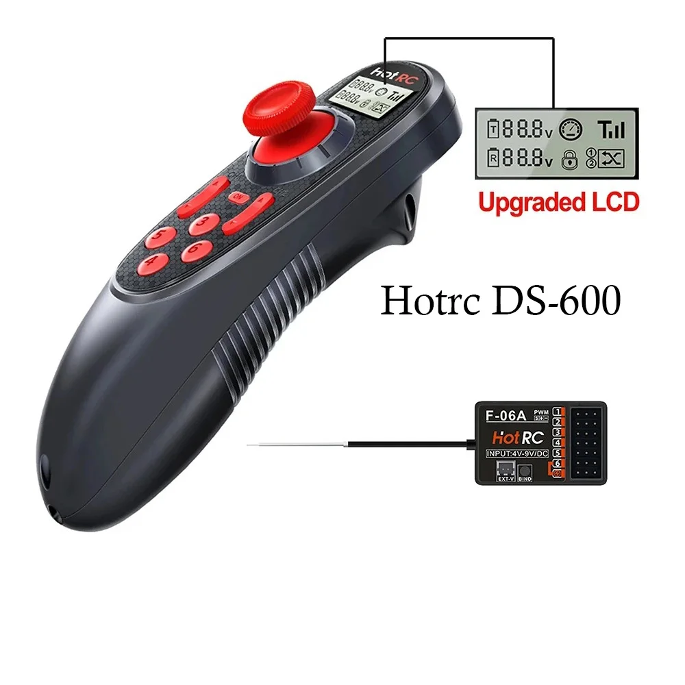 Hotrc DS-600 6CH 2.4GHz Radio System Transmitter Remote Controller with F-06A 6 Channel Receiver for RC Boat Model